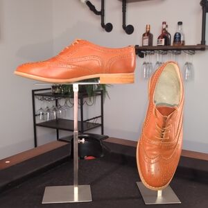 Wanted Babe Low Heel Oxford | Women's Cognac Tan Wingtip Brogue Flats